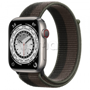 Купить Apple Watch Series 7 // 45мм GPS + Cellular // Корпус из титана, спортивный браслет цвета «сумрачный торнадо/серый»