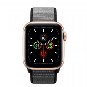 Купить Apple Watch Series 5 // 40мм GPS // Корпус из алюминия золотого цвета, спортивный браслет цвета «тёмный графит»