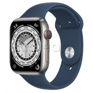 Купить Apple Watch Series 7 // 45мм GPS + Cellular // Корпус из титана, спортивный ремешок цвета «синий омут»