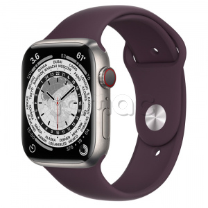 Купить Apple Watch Series 7 // 45мм GPS + Cellular // Корпус из титана, спортивный ремешок цвета «тёмная вишня»
