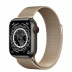 Apple Watch Series 7 // 41мм GPS + Cellular // Корпус из титана цвета «черный космос», миланский сетчатый браслет золотого цвета