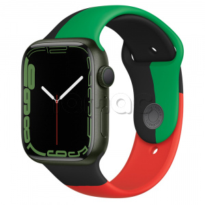 Купить Apple Watch Series 7 // 45мм GPS // Корпус из алюминия зеленого цвета, спортивный ремешок цвета «Black Unity»