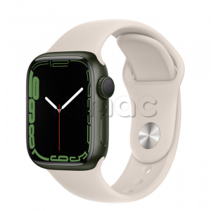 Купить Apple Watch Series 7 // 41мм GPS // Корпус из алюминия зеленого цвета, спортивный ремешок цвета «сияющая звезда»