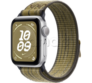 Купить Apple Watch SE // 40мм GPS // Корпус из алюминия серебристого цвета, спортивный браслет Nike цвета «Зеленый/серый» (2024)