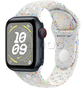 Купить Apple Watch SE // 44мм GPS+Cellular // Корпус из алюминия цвета «тёмная ночь», спортивный ремешок Nike цвета «Чистая платина» (2024)