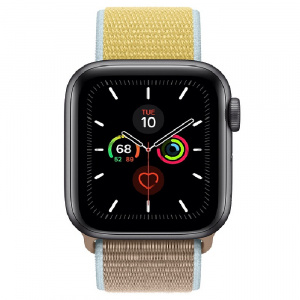 Купить Apple Watch Series 5 // 44мм GPS + Cellular // Корпус из титана цвета «серый космос», спортивный браслет цвета «верблюжья шерсть»