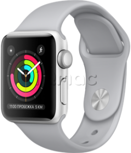 Купить Apple Watch Series 3 // 42мм GPS // Корпус из серебристого алюминия, спортивный ремешок дымчатого цвета (MQL02)