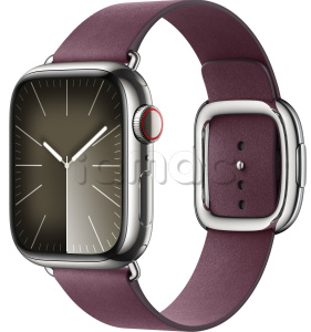 Купить Apple Watch Series 9 // 41мм GPS+Cellular // Корпус из нержавеющей стали серебристого цвета, ремешок цвета "шелковица" с современной пряжкой (Modern Buckle), размер ремешка S