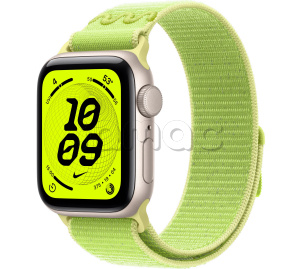 Купить Apple Watch SE 3 // 40мм GPS // Корпус из алюминия цвета "сияющая звезда", спортивный браслет Nike цвета "электрический всплеск" (2025)