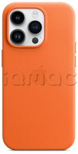 Кожаный чехол MagSafe для iPhone 14 Pro Max, цвет Orange/Оранжевый
