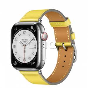 Купить Apple Watch Series 7 Hermès // 41мм GPS + Cellular // Корпус из нержавеющей стали серебристого цвета, ремешок Single Tour цвета Lime