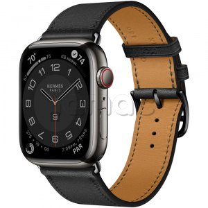 Купить Apple Watch Series 8 Hermès // 45мм GPS + Cellular // Корпус из нержавеющей стали цвета «черный космос», ремешок Single Tour цвета Noir