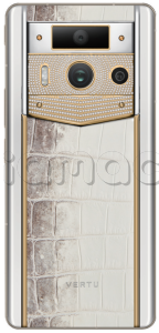 Телефон Vertu METAVERTU 2 Premium Gold Edition, Gold Pattern with Diamond, White Ceramic, Himalayan Crocodile Leather