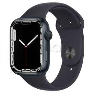 Купить Apple Watch Series 7 // 45мм GPS // Корпус из алюминия цвета «тёмная ночь», спортивный ремешок цвета «тёмная ночь»