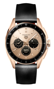 Купить Умные часы TAG Heuer Connected Calibre E4 Golden Bright Edition, стальной корпус 42 мм, кожаный ремешок черного цвета