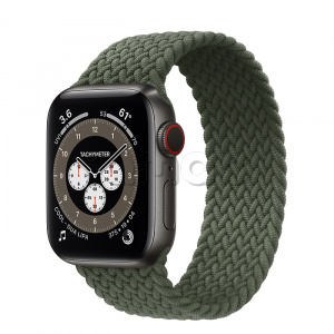 Купить Apple Watch Series 6 // 40мм GPS + Cellular // Корпус из титана цвета «черный космос», плетёный монобраслет цвета «Зелёные холмы»
