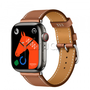 Купить Apple Watch Series 8 Hermès // 41мм GPS + Cellular // Корпус из нержавеющей стали цвета «черный космос», ремешок Single Tour цвета Gold