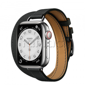 Купить Apple Watch Series 7 Hermès // 41мм GPS + Cellular // Корпус из нержавеющей стали серебристого цвета, ремешок Double Tour Attelage цвета Noir