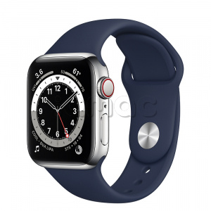 Купить Apple Watch Series 6 // 40мм GPS + Cellular // Корпус из нержавеющей стали серебристого цвета, спортивный ремешок цвета «Тёмный ультрамарин»