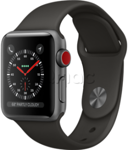 Купить Apple Watch Series 3 // 42мм GPS + Cellular // Корпус из алюминия цвета «серый космос», спортивный ремешок серого цвета (MR2X2)