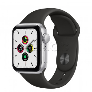 Купить Apple Watch SE // 40мм GPS // Корпус из алюминия серебристого цвета, спортивный ремешок цвета «Тёмная ночь» (2020)