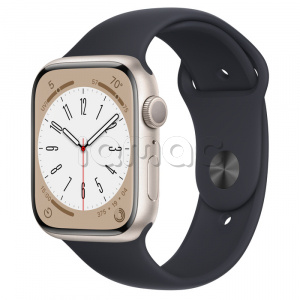 Купить Apple Watch Series 8 // 45мм GPS // Корпус из алюминия цвета "сияющая звезда", спортивный ремешок цвета "темная ночь"