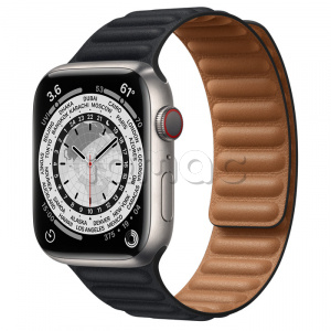 Купить Apple Watch Series 7 // 45мм GPS + Cellular // Корпус из титана, кожаный браслет цвета «тёмная ночь», размер ремешка S/M