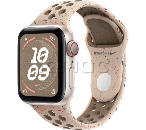 Купить Apple Watch SE // 40мм GPS+Cellular // Корпус из алюминия цвета «сияющая звезда», спортивный ремешок Nike цвета «Пустынный камень» (2024)