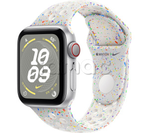 Купить Apple Watch SE // 40мм GPS+Cellular // Корпус из алюминия серебристого цвета, спортивный ремешок Nike цвета «Чистая платина» (2024)