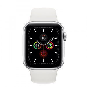 Купить Apple Watch Series 5 // 40мм GPS // Корпус из алюминия серебристого цвета, спортивный ремешок белого цвета