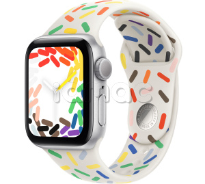 Купить Apple Watch SE // 40мм GPS (Custom) // Корпус из алюминия серебристого цвета, спортивный ремешок цвета Pride Edition (2024)