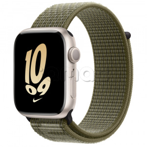Купить Apple Watch Series 8 // 45мм GPS // Корпус из алюминия цвета "сияющая звезда", спортивный браслет Nike цвета "секвойя/чистая платина"