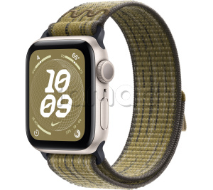 Купить Apple Watch SE // 40мм GPS // Корпус из алюминия цвета «сияющая звезда», спортивный браслет Nike цвета «Зеленый/серый» (2024)