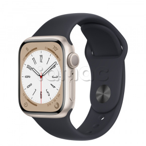 Купить Apple Watch Series 8 // 41мм GPS // Корпус из алюминия цвета "сияющая звезда", спортивный ремешок цвета "темная ночь"