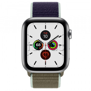 Купить Apple Watch Series 5 // 44мм GPS + Cellular // Корпус из нержавеющей стали, спортивный браслет цвета «лесной хаки»