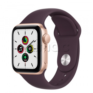Купить Apple Watch SE // 40мм GPS // Корпус из алюминия золотого цвета, спортивный ремешок цвета «Тёмная вишня» (2020)