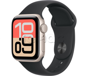 Купить Apple Watch SE 3 // 40мм GPS // Корпус из алюминия цвета "сияющая звезда", спортивный ремешок цвета "полуночный" (2025)