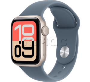 Купить Apple Watch SE 3 // 40мм GPS // Корпус из алюминия цвета "сияющая звезда", спортивный ремешок цвета "якорный синий" (2025)