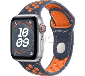 Купить Apple Watch SE // 40мм GPS+Cellular // Корпус из алюминия серебристого цвета, спортивный ремешок Nike цвета «Синее пламя» (2024)