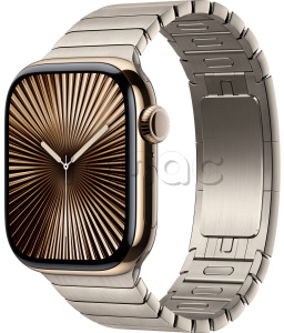 Купить Apple Watch Series 10 // 46мм GPS+Cellular // Корпус из титана золотого цвета, блочный браслет натурального цвета
