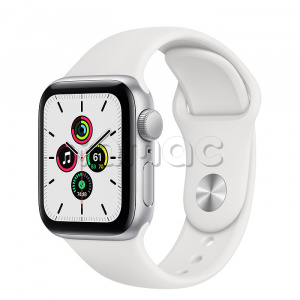 Купить Apple Watch SE // 40мм GPS // Корпус из алюминия серебристого цвета, спортивный ремешок белого цвета (2020)
