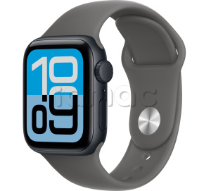 Купить Apple Watch SE 3 // 40мм GPS // Корпус из алюминия цвета "полуночный", спортивный ремешок цвета "серый камень" (2025)