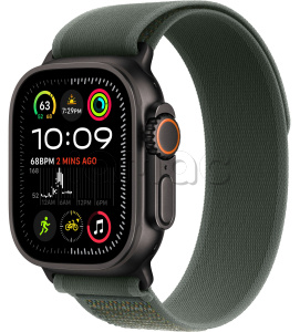 Купить Apple Watch Ultra 2 (2024) // 49мм GPS + Cellular // Корпус из черного титана, ремешок Trail Loop зеленого цвета, M/L