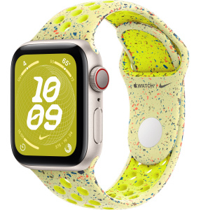 Apple Watch SE // 44мм GPS+Cellular // Корпус из алюминия цвета «сияющая звезда», спортивный ремешок Nike цвета «Электрическая вспышка» (2024)