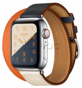 Купить Apple Watch Series 4 Hermès // 40мм GPS + Cellular // Корпус из  нержавеющей стали, ремешок Double Tour из кожи Swift цветов  Indigo/Craie/Orange