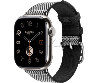 Купить Apple Watch Series 10 Hermès // 42мм GPS+Cellular // Корпус из титана серебристого цвета, ремешок Toile H Single Tour цвета Noir/Écru