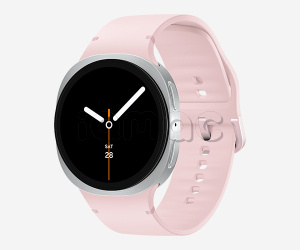 Купить  Samsung Galaxy Watch8 (40 мм) Wifi+LTE, серебристый корпус, спортивный ремешок розового цвета