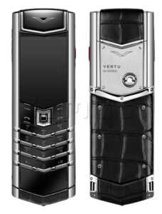 Телефон Vertu Signature+, White steel, Alligator Skin (Basalt Black/Базальтовый черный)