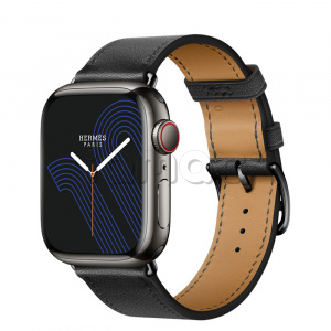 Купить Apple Watch Series 8 Hermès // 41мм GPS + Cellular // Корпус из нержавеющей стали цвета «черный космос», ремешок Single Tour цвета Noir