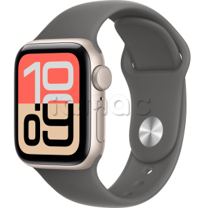 Купить Apple Watch SE 3 // 44мм GPS // Корпус из алюминия цвета "сияющая звезда", спортивный ремешок цвета "серый камень" (2025)